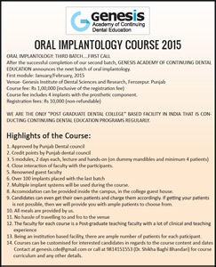 Oral Implantology Course 2015