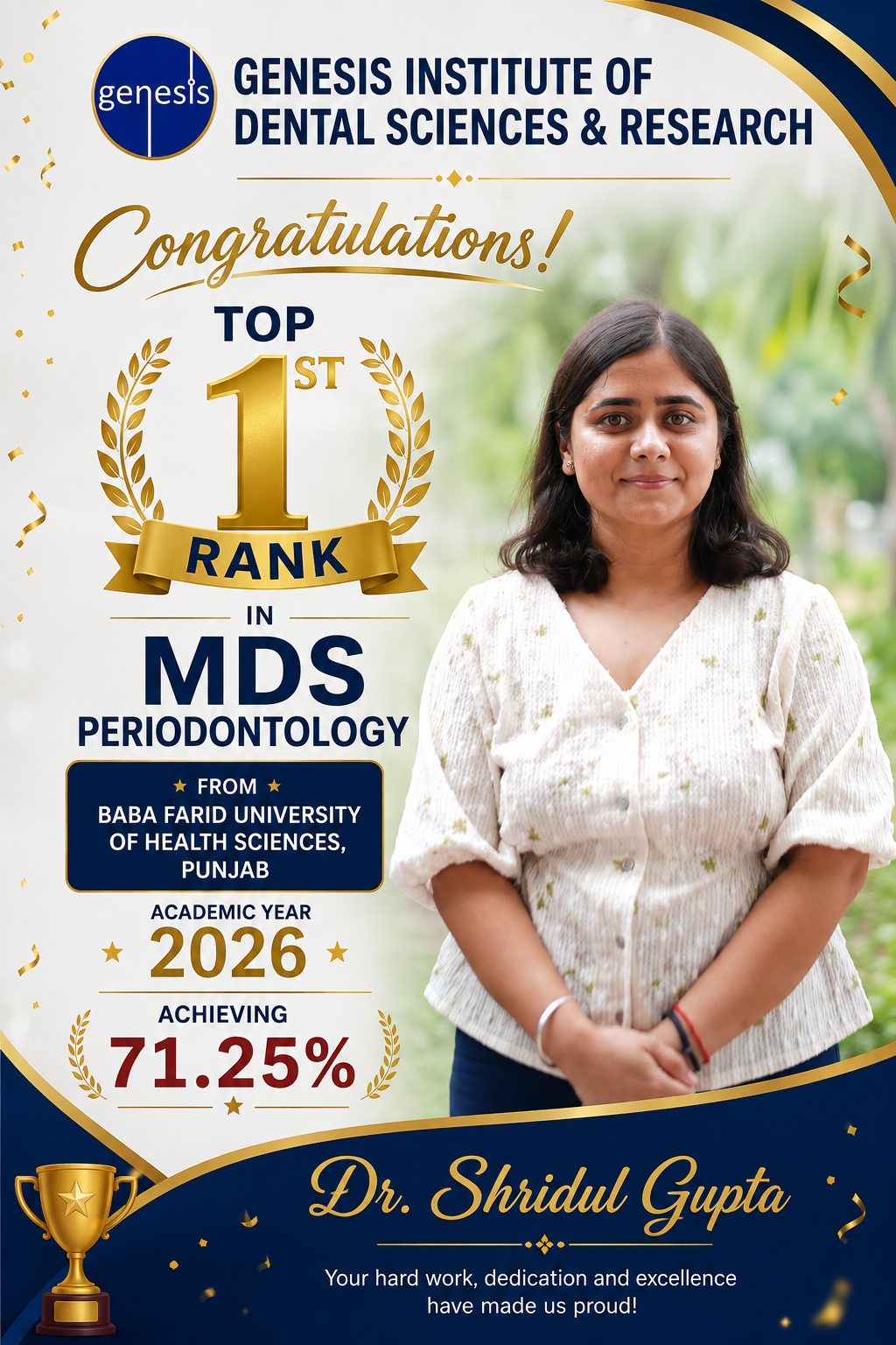 Top First position in University